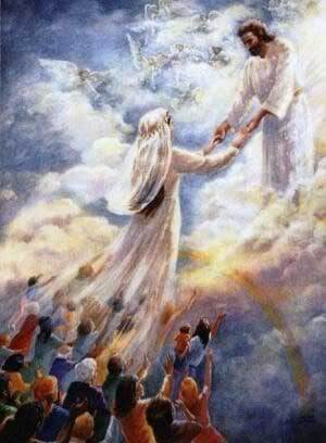 Jesus receives his bride in heaven